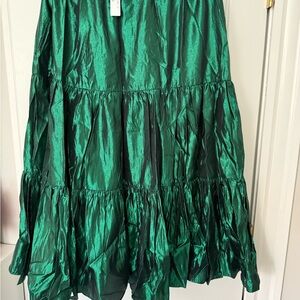 J. Crew Shiny Green A-Line Skirt